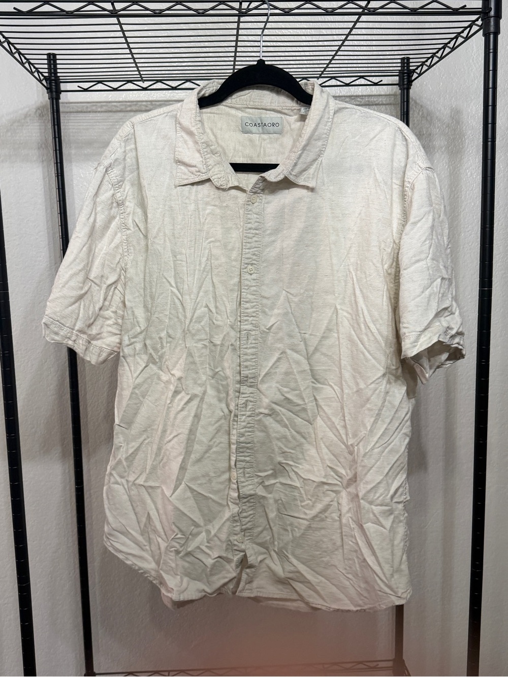 Coastabro Cream Short Sleeve Button-Down Shirt
